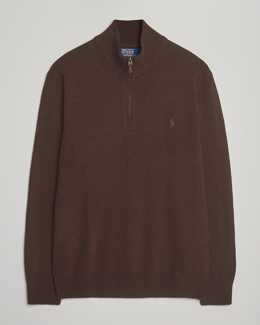 Homme | Pulls Et Tricots | Polo Ralph Lauren | Merino Half-Zip Sweater Cacao Brown Heather