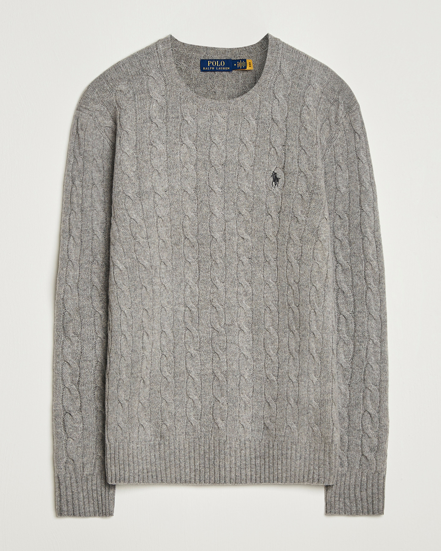 Homme | Pulls Et Tricots | Polo Ralph Lauren | Wool/Cashmere Cable Crew Neck Fawn Grey Heather