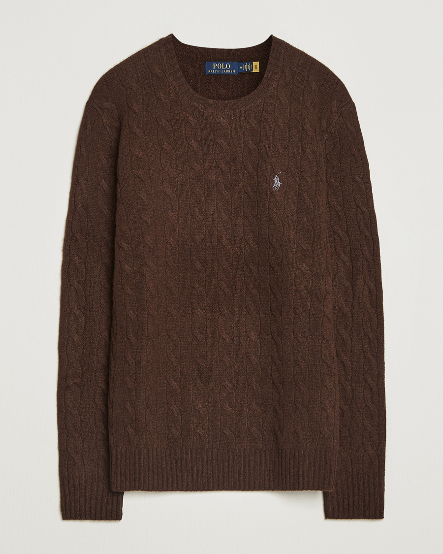 Homme | Pulls Et Tricots | Polo Ralph Lauren | Wool/Cashmere Cable Crew Neck Cacao Brown Heather