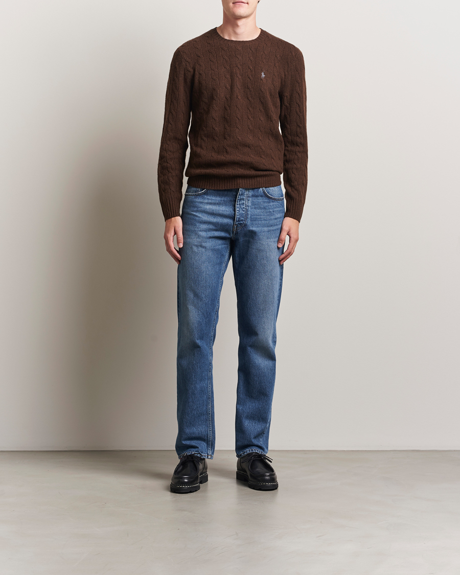 Homme | Pulls Et Tricots | Polo Ralph Lauren | Wool/Cashmere Cable Crew Neck Cacao Brown Heather