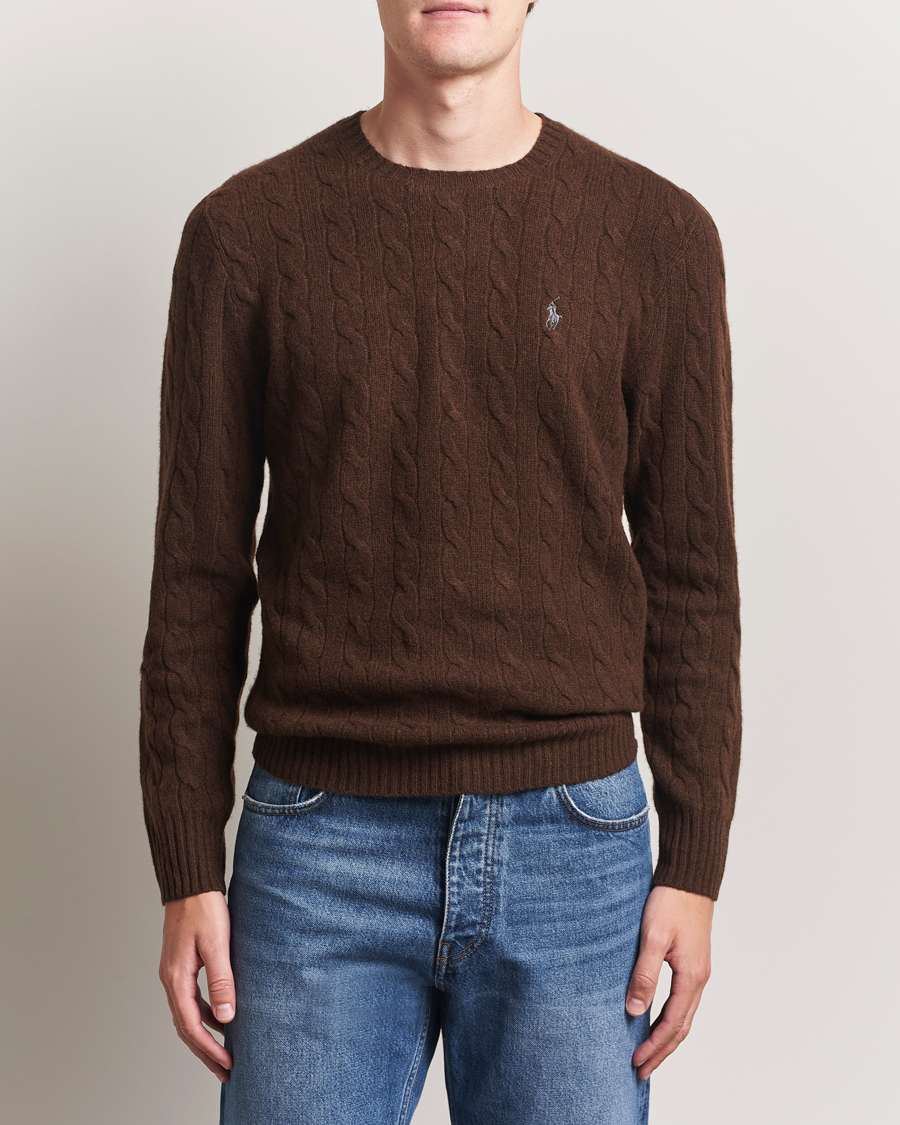 Homme | Pulls Et Tricots | Polo Ralph Lauren | Wool/Cashmere Cable Crew Neck Cacao Brown Heather