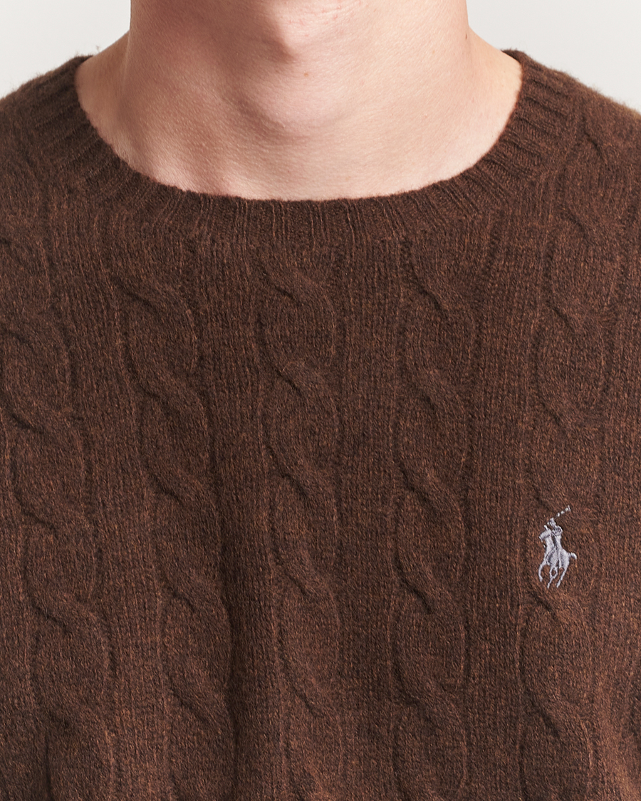 Homme | Pulls Et Tricots | Polo Ralph Lauren | Wool/Cashmere Cable Crew Neck Cacao Brown Heather