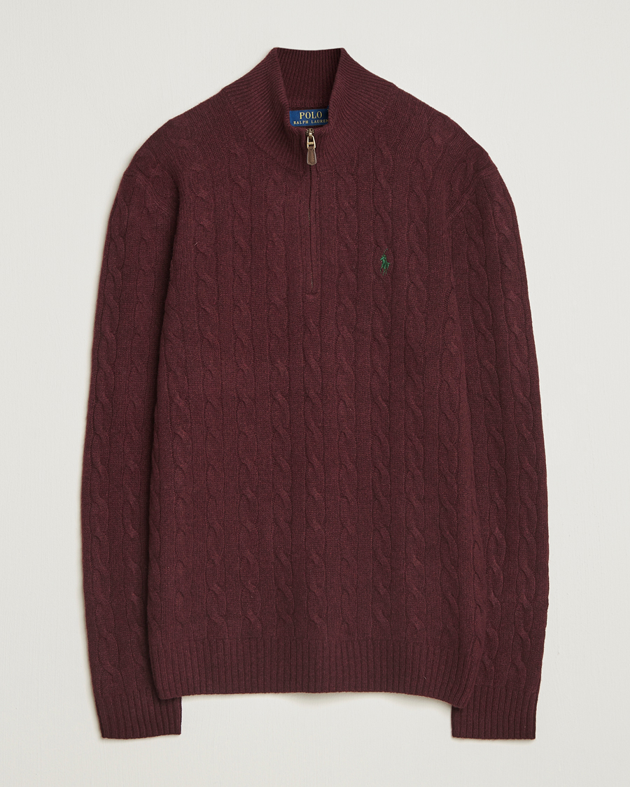 Homme | Pulls Et Tricots | Polo Ralph Lauren | Wool/Cashmere Cable Half Zip Aged Wine Heather