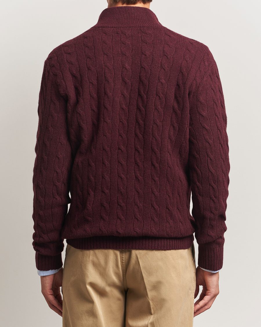 Homme | Pulls Et Tricots | Polo Ralph Lauren | Wool/Cashmere Cable Half Zip Aged Wine Heather