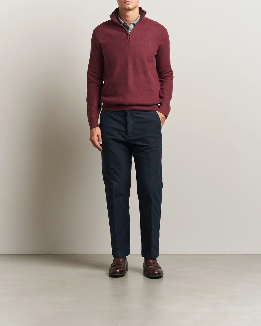 Homme | Pulls Et Tricots | Polo Ralph Lauren | Textured Half Zip Red Wine