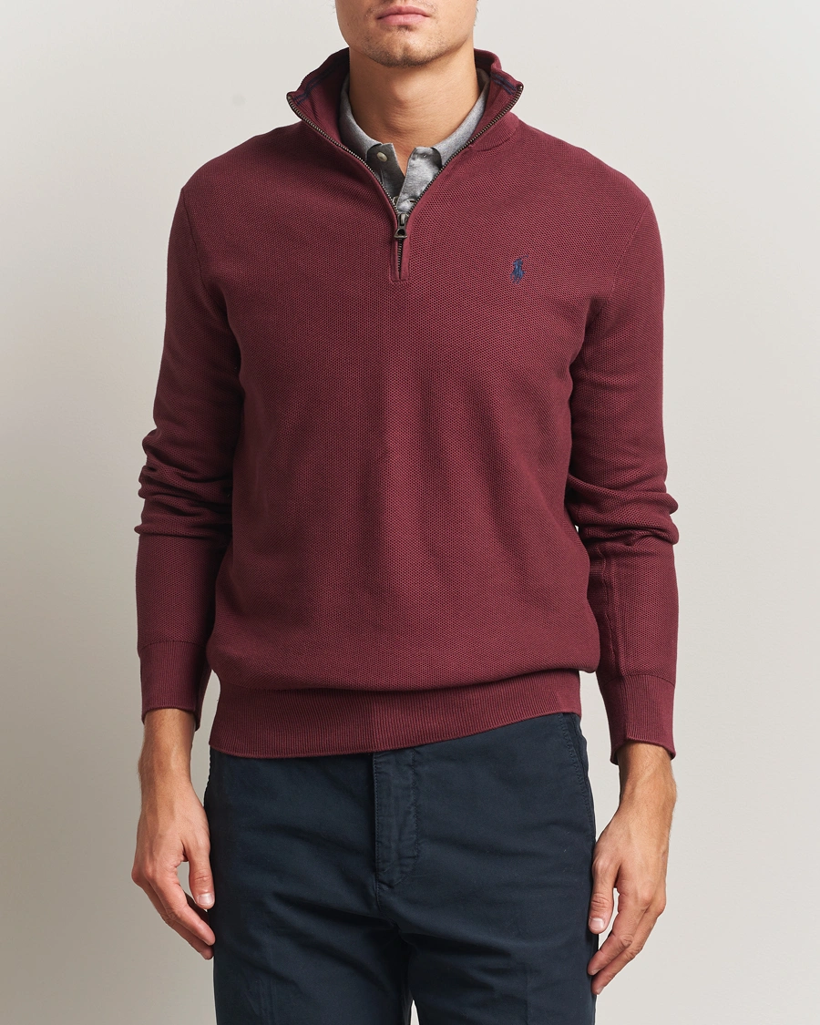 Homme | Pulls Et Tricots | Polo Ralph Lauren | Textured Half Zip Red Wine