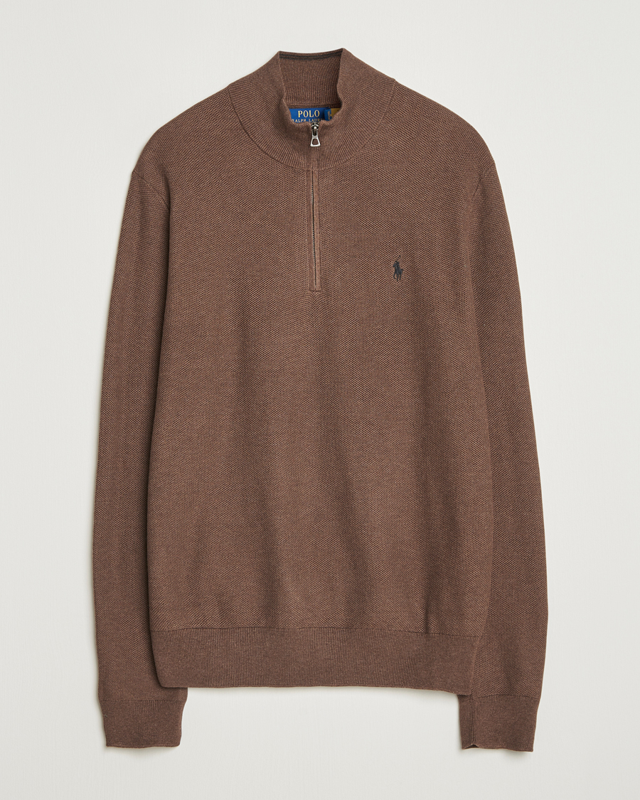 Homme | Pulls Et Tricots | Polo Ralph Lauren | Textured Half Zip Nutmeg Brown