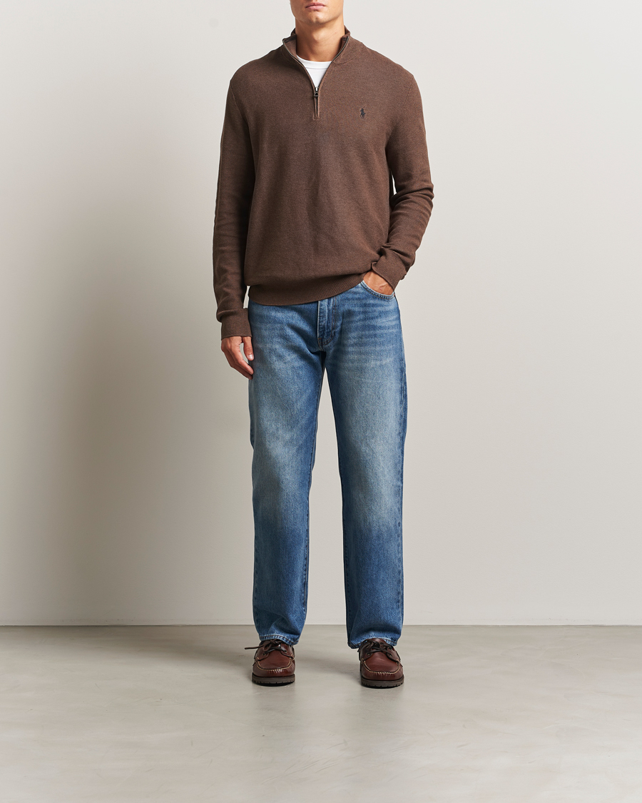 Homme | Pulls Et Tricots | Polo Ralph Lauren | Textured Half Zip Nutmeg Brown