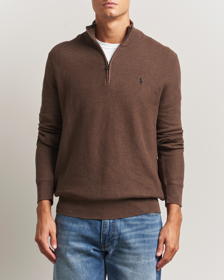 Homme | Pulls Et Tricots | Polo Ralph Lauren | Textured Half Zip Nutmeg Brown