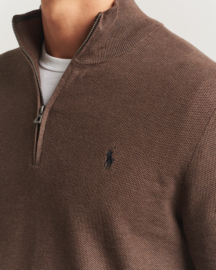 Homme | Pulls Et Tricots | Polo Ralph Lauren | Textured Half Zip Nutmeg Brown