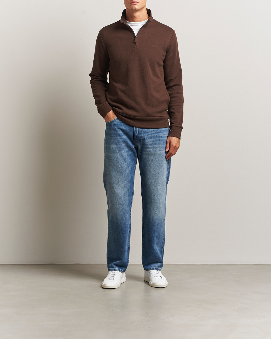 Homme | Pulls Et Tricots | Polo Ralph Lauren | Double Knit Jaquard Half Zip Sweater Nutmeg Brown