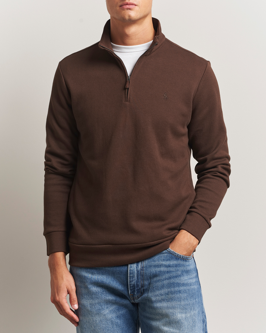 Homme | Pulls Et Tricots | Polo Ralph Lauren | Double Knit Jaquard Half Zip Sweater Nutmeg Brown