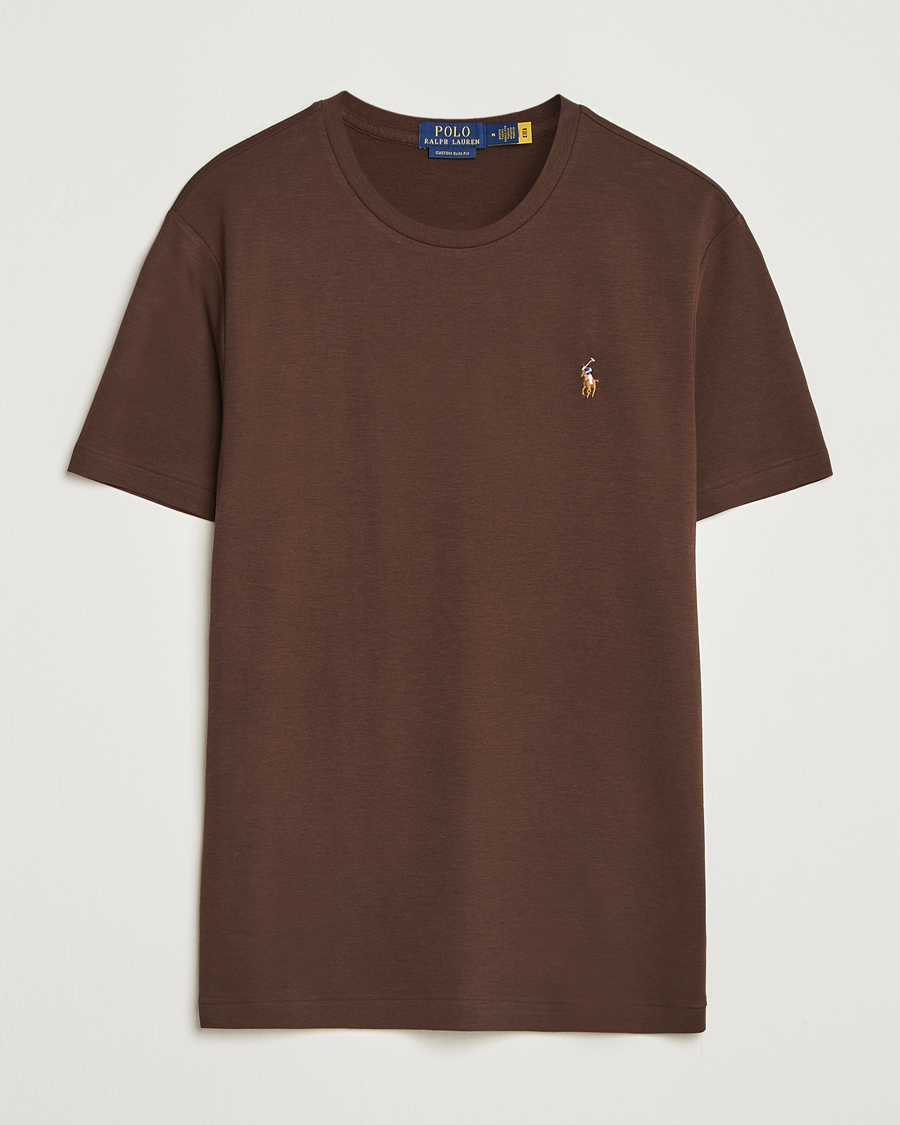 Homme | T-shirts | Polo Ralph Lauren | Luxury Pima Cotton Crew Neck T-Shirt Nutmeg Brown