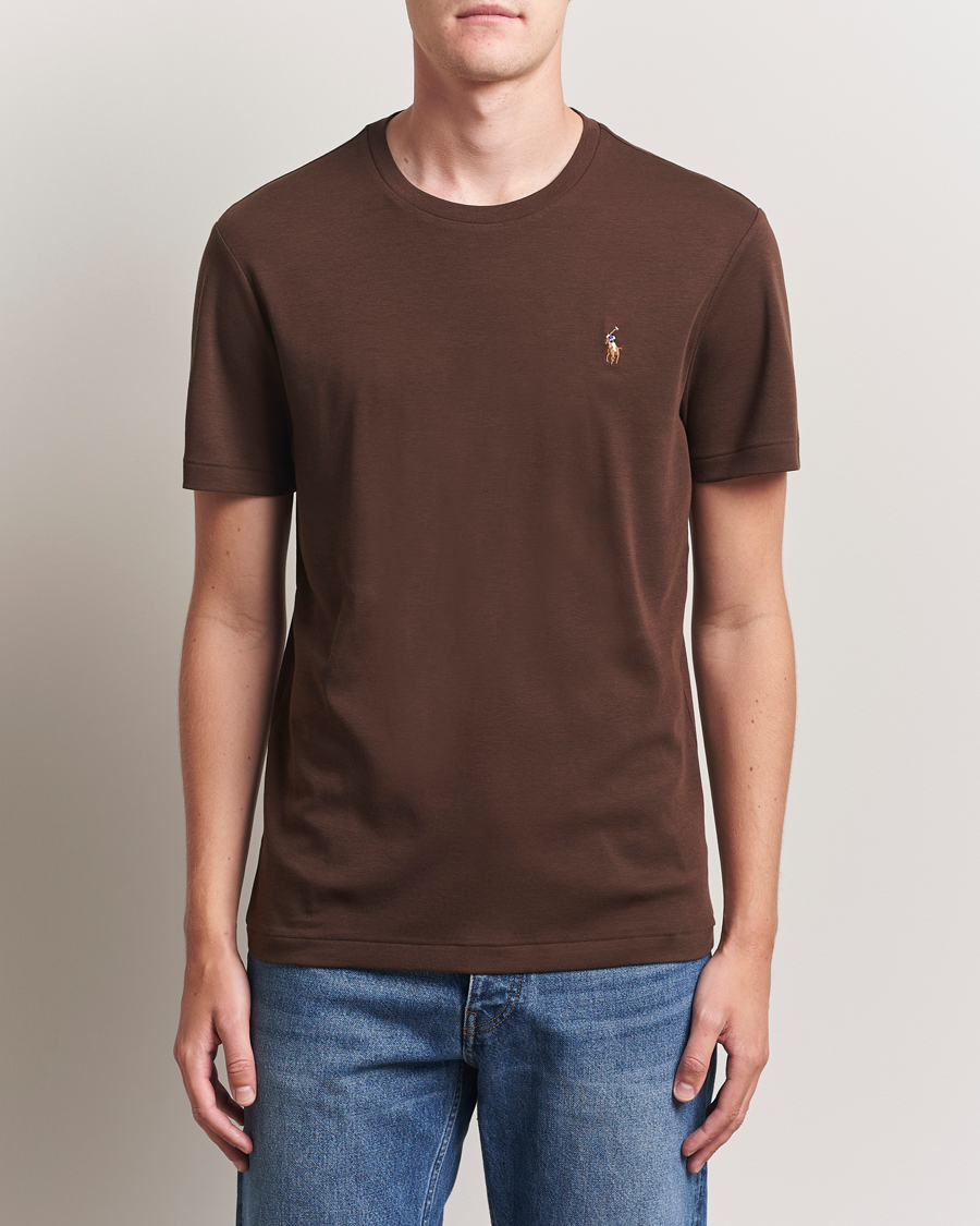 Homme | T-shirts | Polo Ralph Lauren | Luxury Pima Cotton Crew Neck T-Shirt Nutmeg Brown