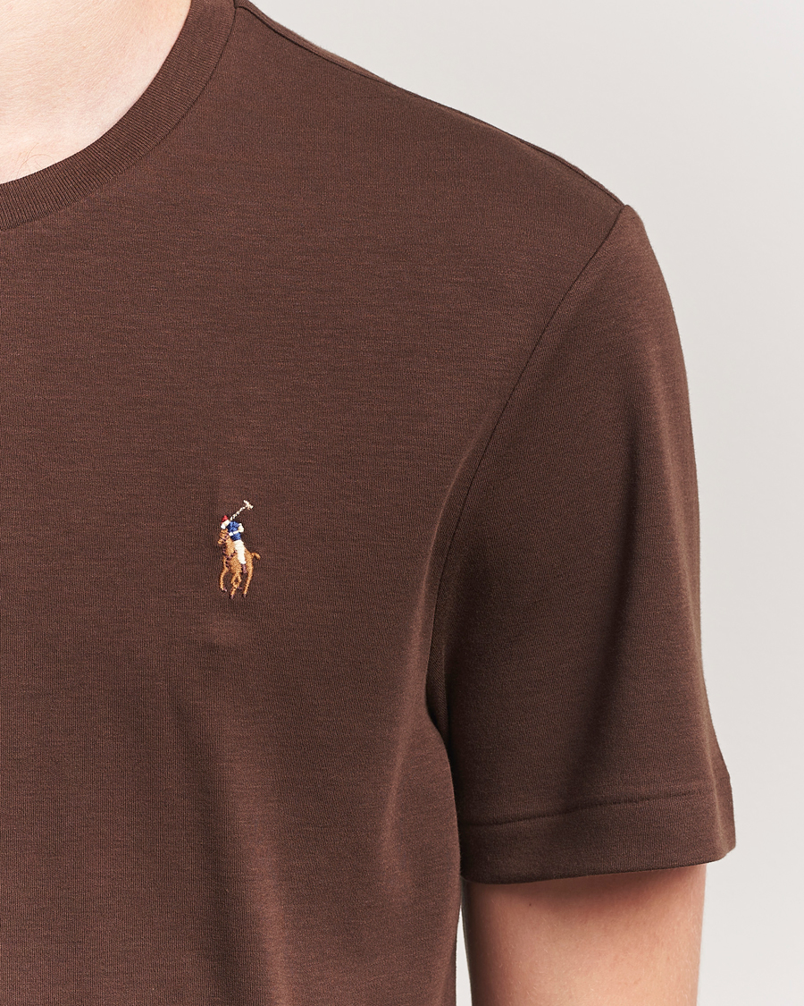 Homme | T-shirts | Polo Ralph Lauren | Luxury Pima Cotton Crew Neck T-Shirt Nutmeg Brown