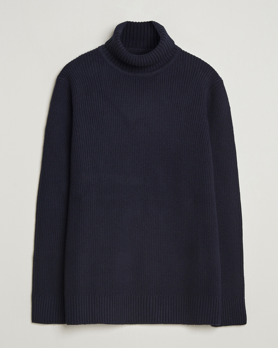 Homme | Pulls Et Tricots | Charles Tyrwhitt | Chunky Merino Roll Neck Navy