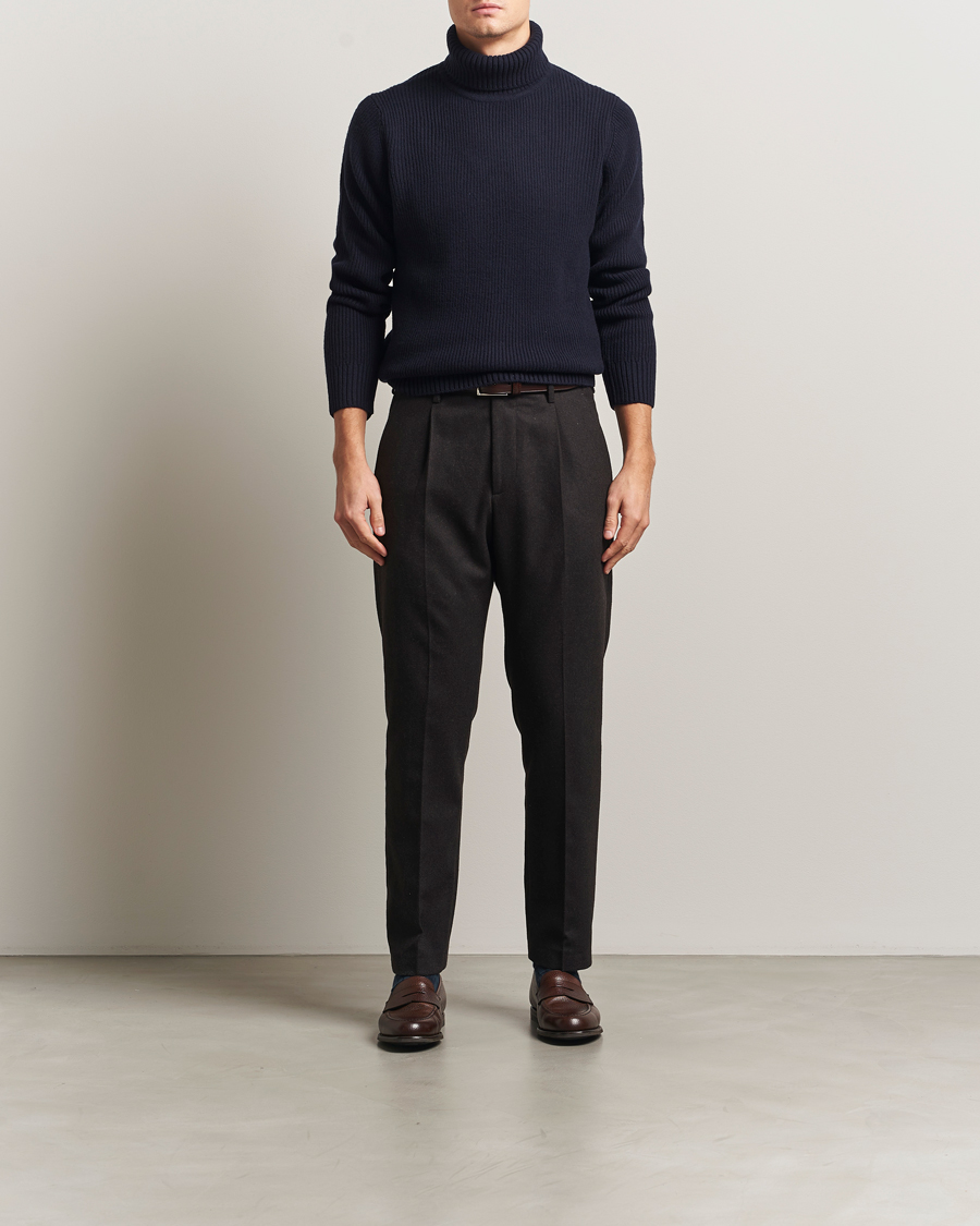 Homme | Pulls Et Tricots | Charles Tyrwhitt | Chunky Merino Roll Neck Navy