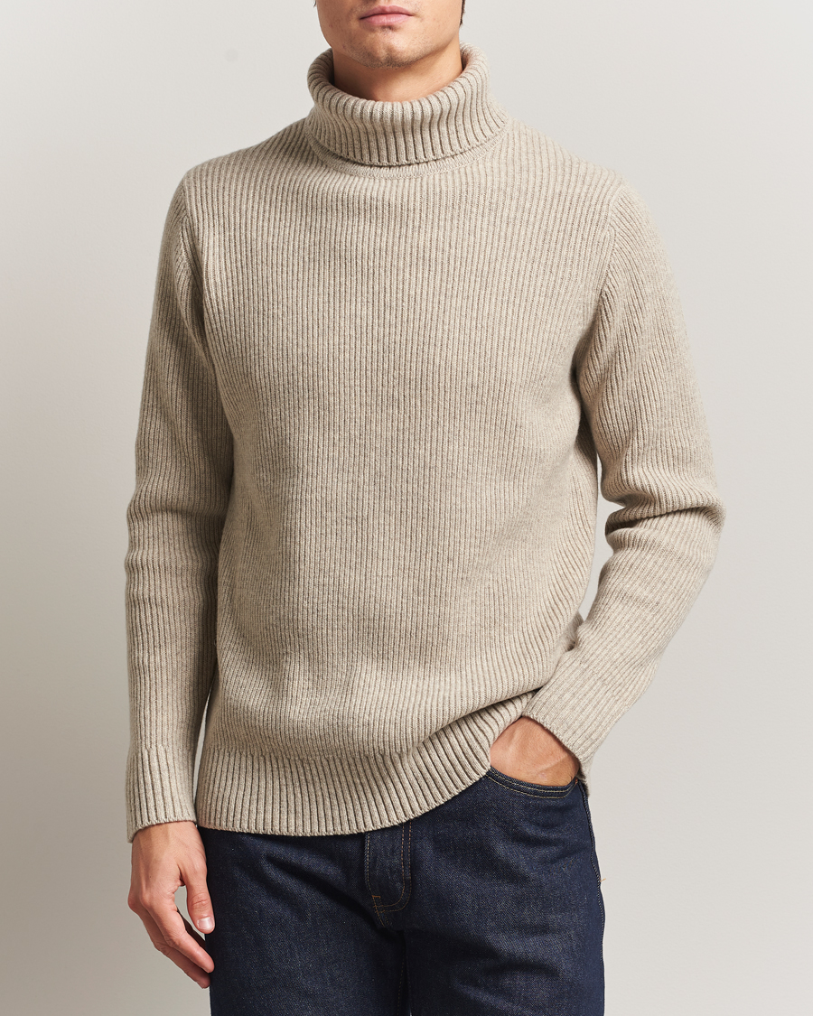 Homme | Pulls Et Tricots | Charles Tyrwhitt | Chunky Merino Roll Neck Oatmeal