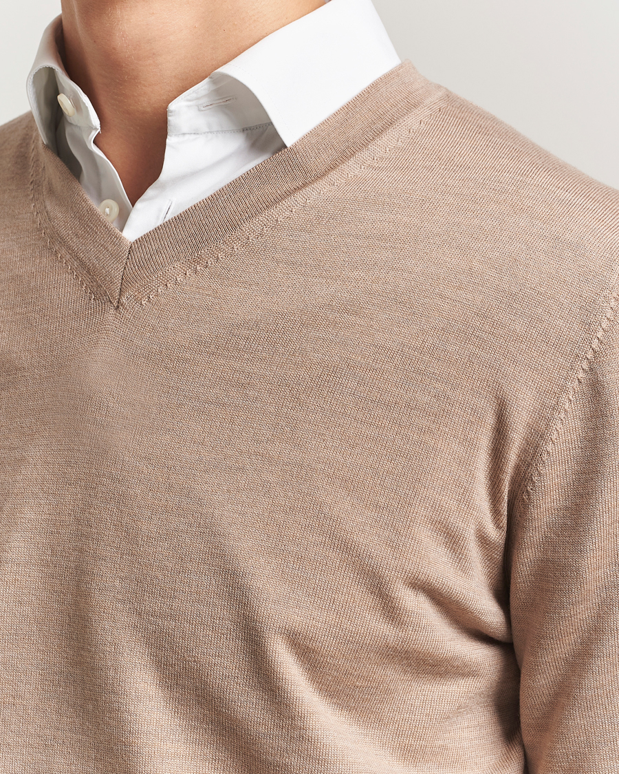 Homme | Pulls Et Tricots | Charles Tyrwhitt | Pure Merino V-Neck Jumper Oatmeal