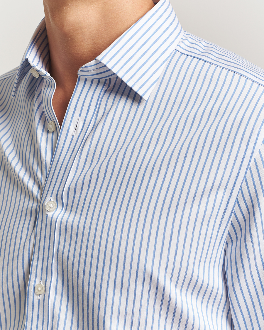 Homme | Chemises | Charles Tyrwhitt | Slim Fit Non Iron Twill Stripe Shirt Blue