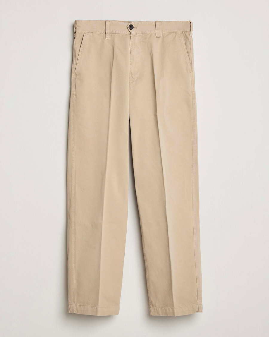 Homme | Pantalons | Drake's | Flat Front Peached Cotton Chino Sand