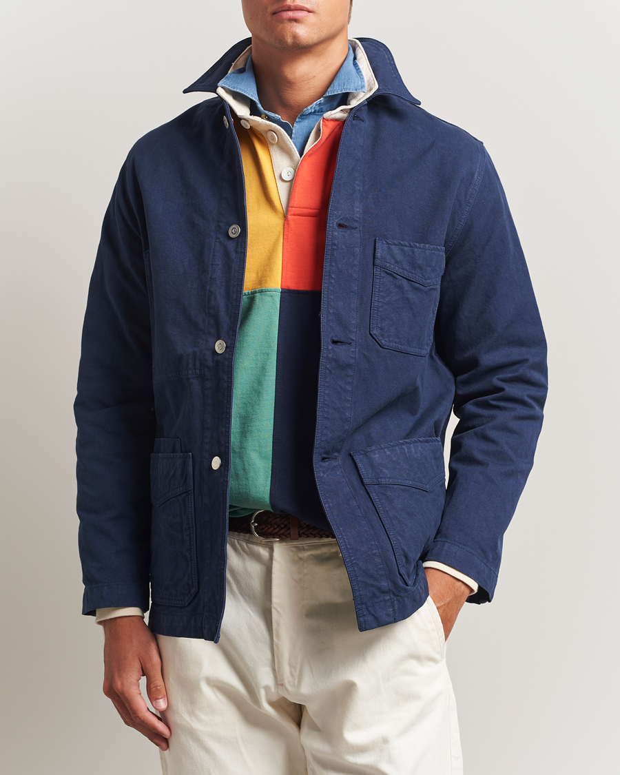 Homme | Manteaux Et Vestes | Drake's | Duck Cotton Canvas Chore Coat Navy