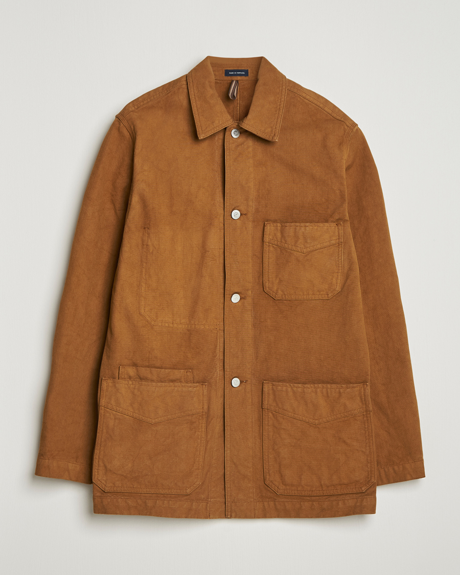 Homme | Manteaux Et Vestes | Drake's | Duck Cotton Canvas Chore Coat Tobacco