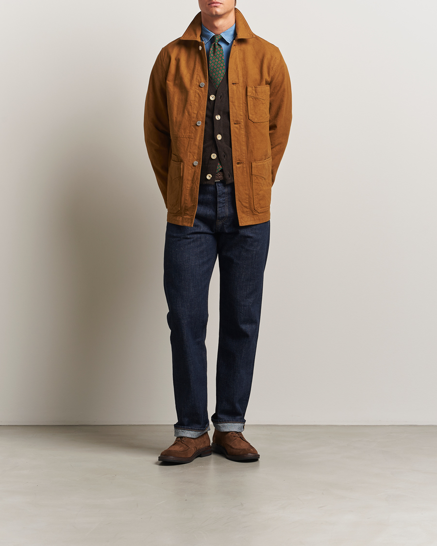Homme | Manteaux Et Vestes | Drake's | Duck Cotton Canvas Chore Coat Tobacco