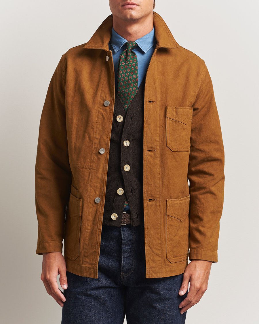Homme | Manteaux Et Vestes | Drake's | Duck Cotton Canvas Chore Coat Tobacco