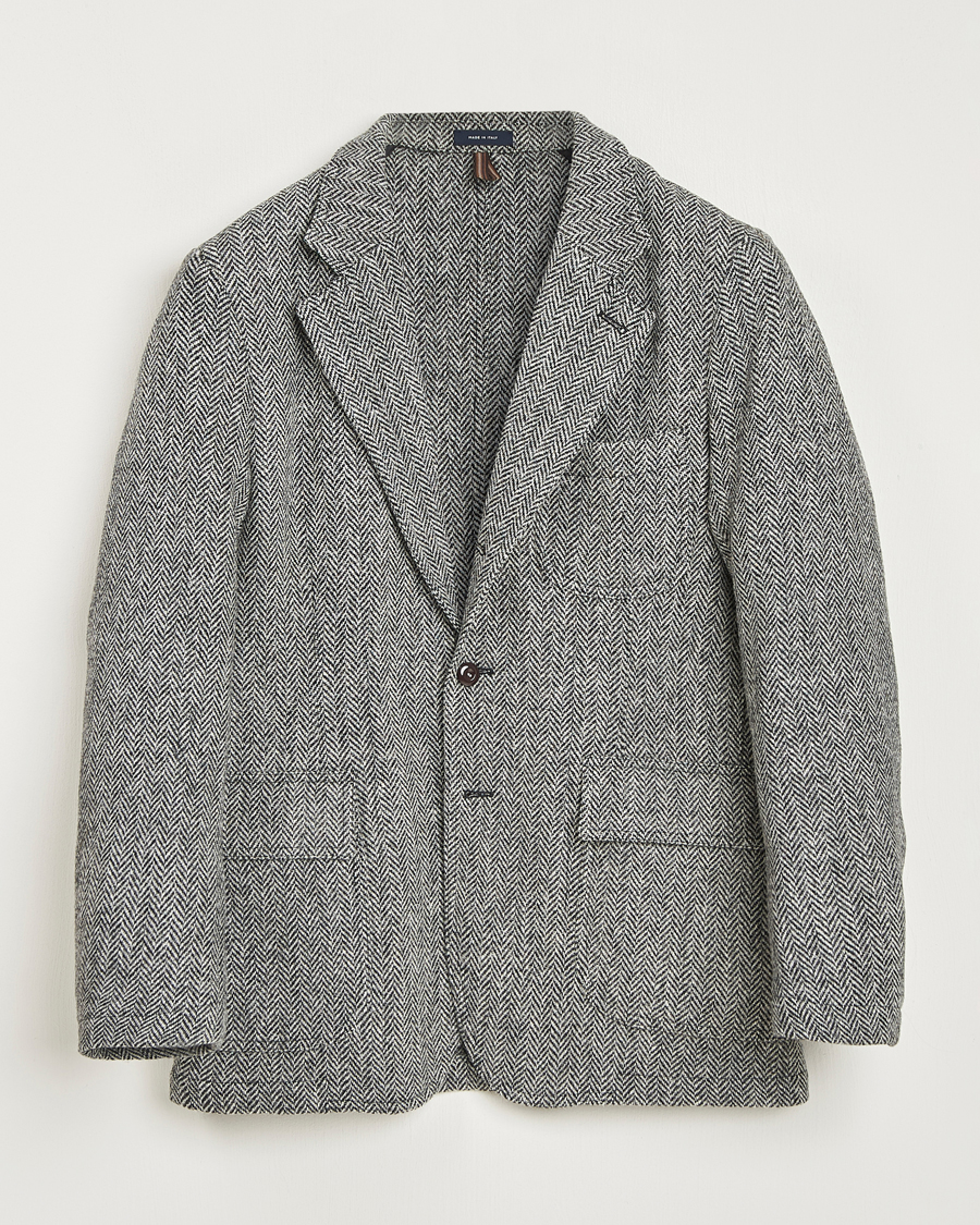 Homme | Blazers | Drake's | MKVII Wool Herringbone Blazer Grey