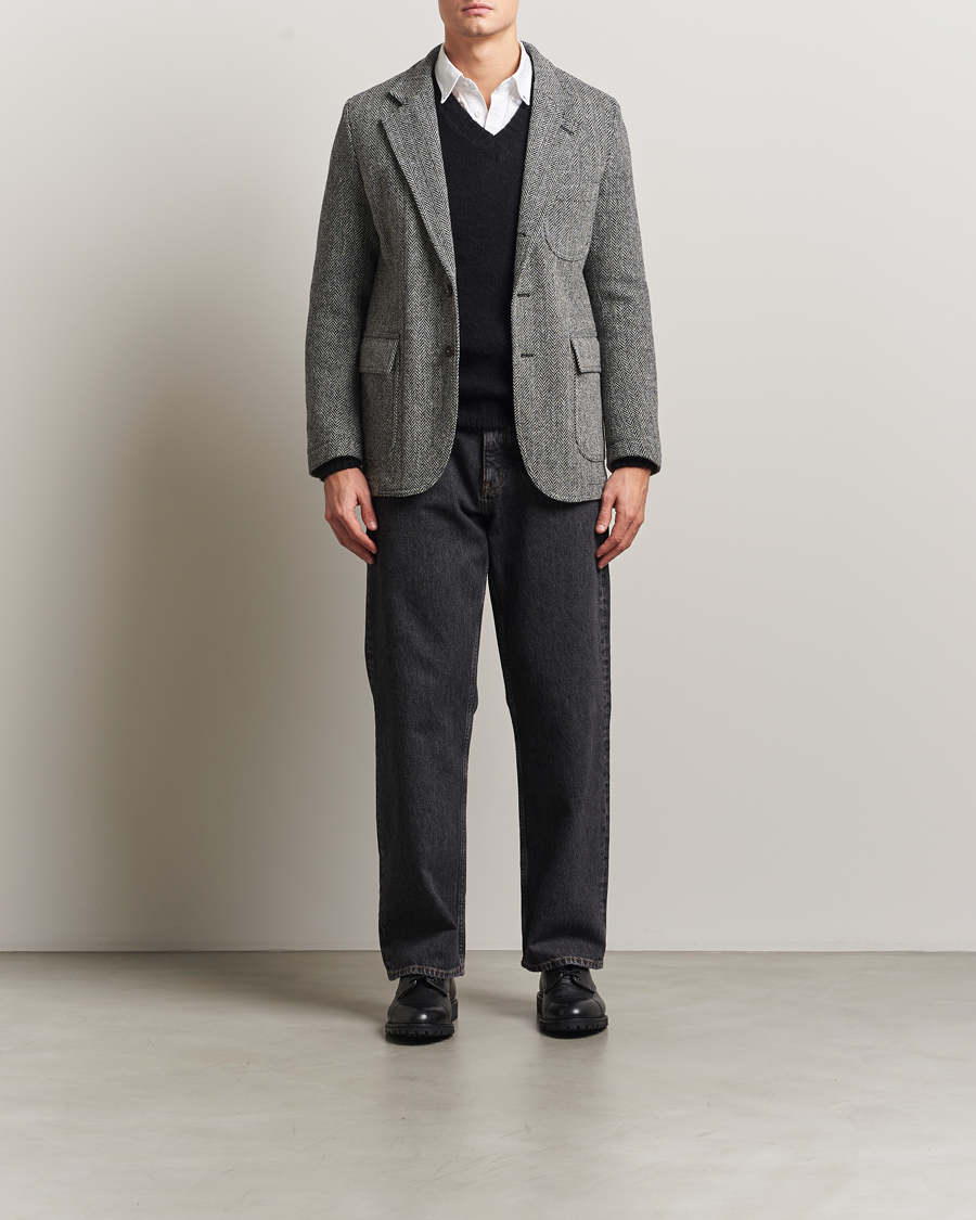 Homme | Blazers | Drake's | MKVII Wool Herringbone Blazer Grey