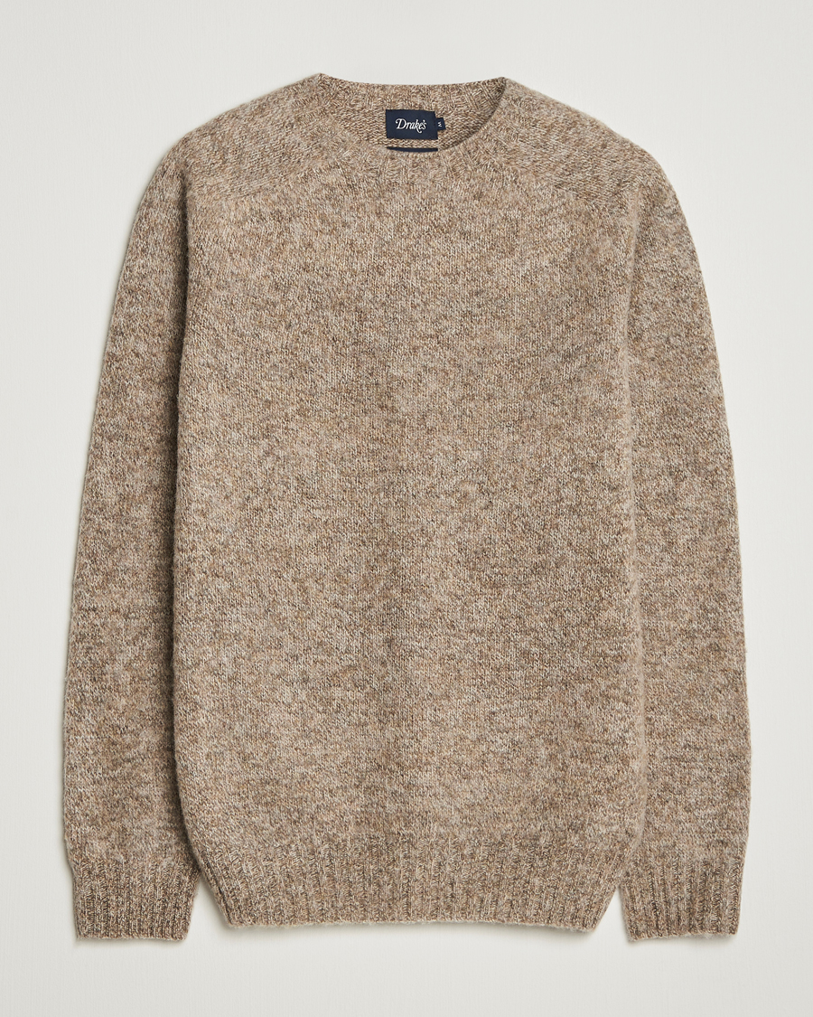 Homme | Pulls Et Tricots | Drake's | Brushed Shetland Crew Mushroom