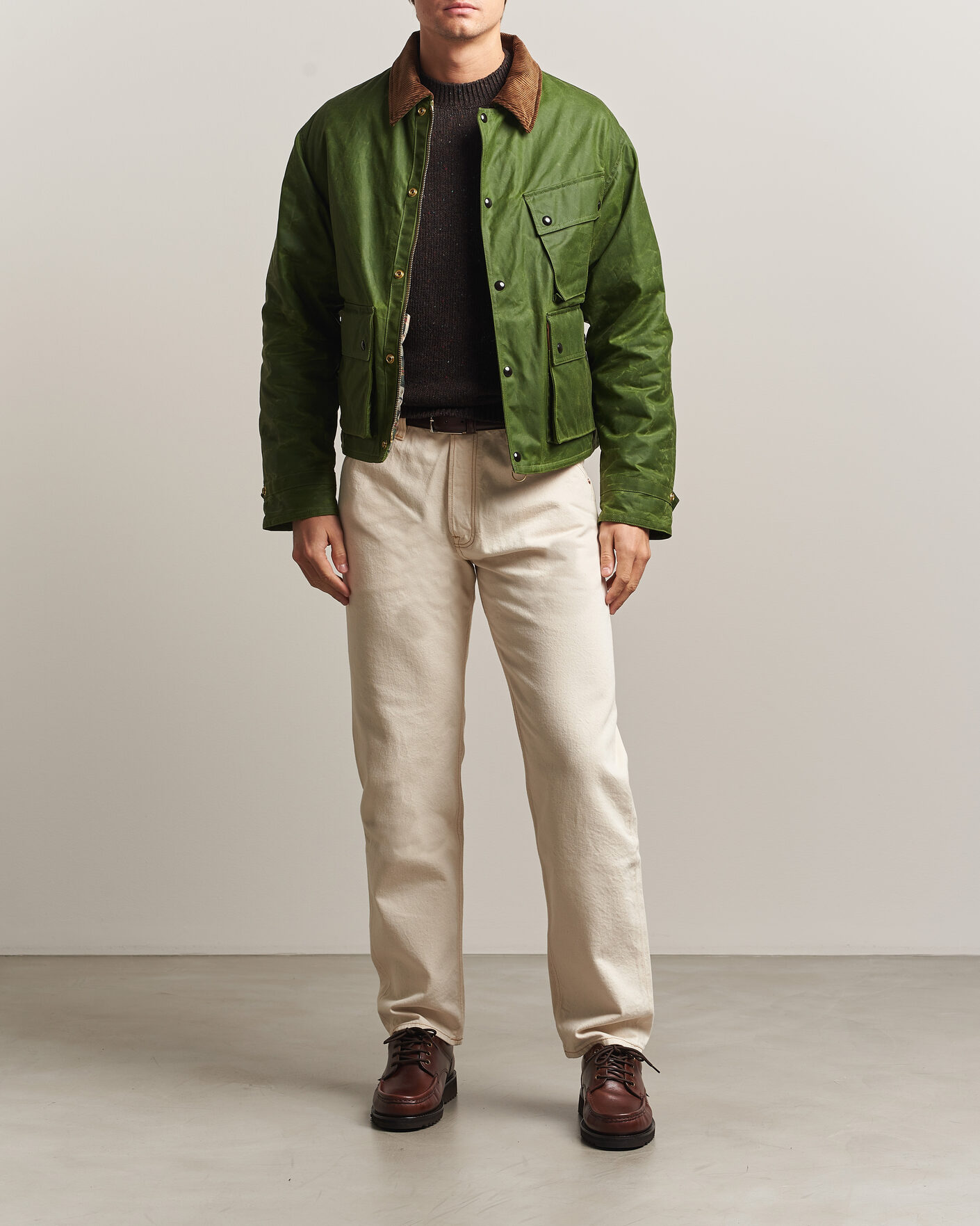 Homme | Jeans | Drake's | 5-Pocket Heavy Cotton Jeans Ecru