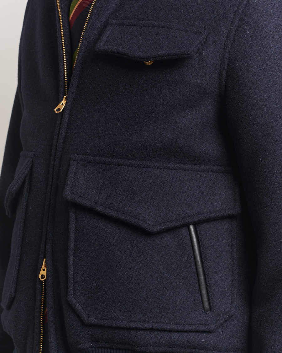 Homme | Manteaux Et Vestes | Drake's | Melton Bomber Jacket Navy