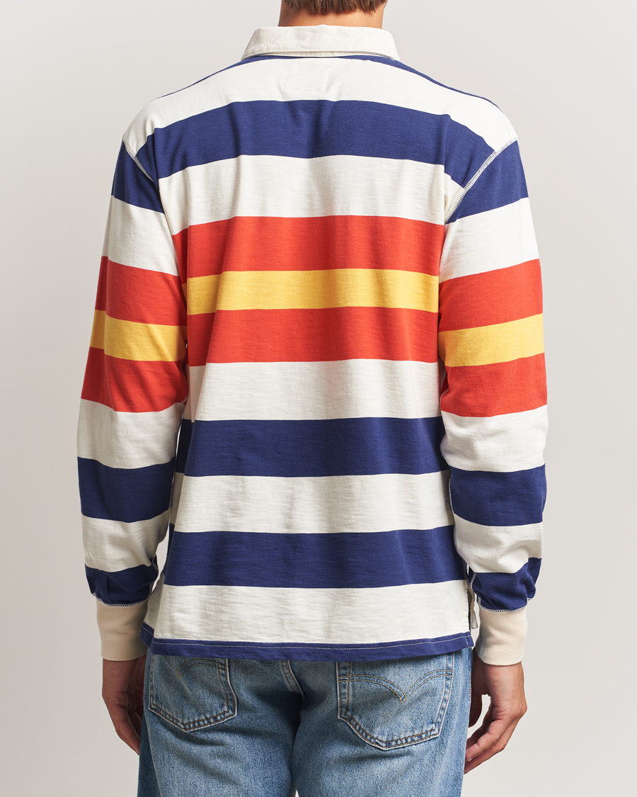 Homme | Pulls Et Tricots | Drake's | Striped Flame Rugby Shirt White/Navy/Red
