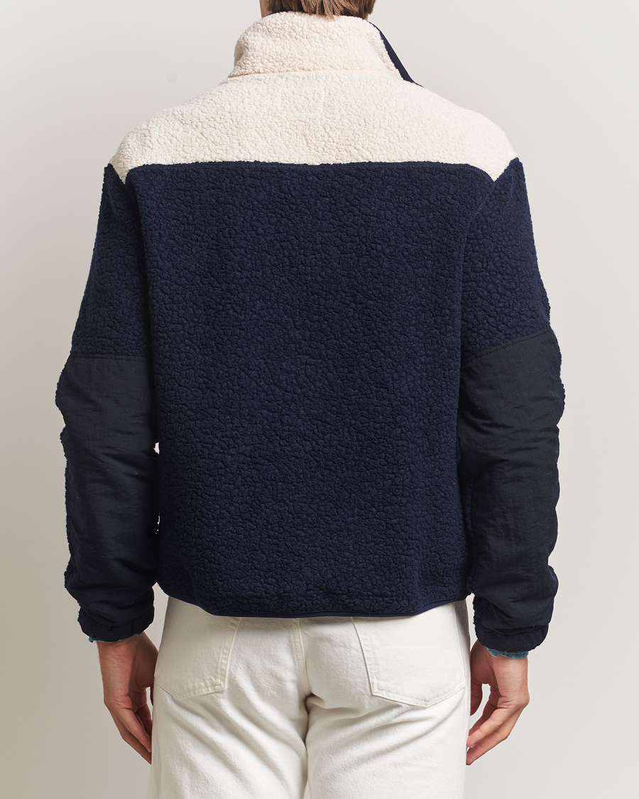 Homme | Pulls Et Tricots | Drake's | Colourblock Half-Zip Fleece Navy/Ecru/Yellow