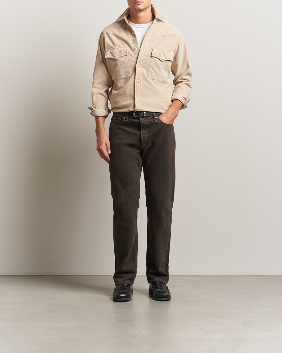 Homme | Chemises | Drake's | Fine Corduroy Work Shirt Ecru
