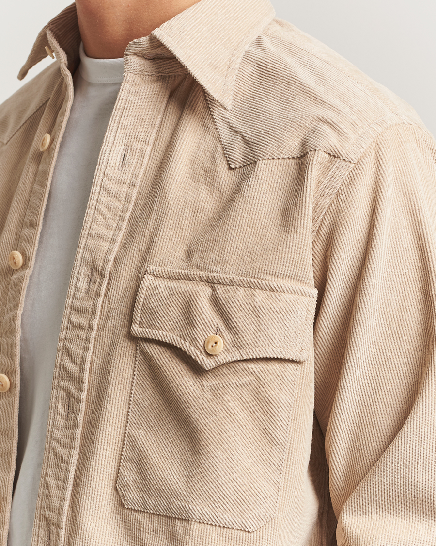 Homme | Chemises | Drake's | Fine Corduroy Work Shirt Ecru