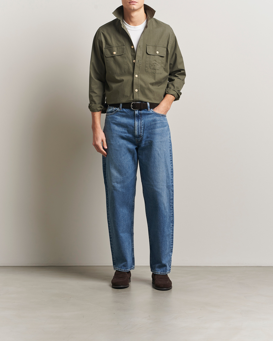Homme | Chemises | Drake's | Ripstop Work Shirt Green