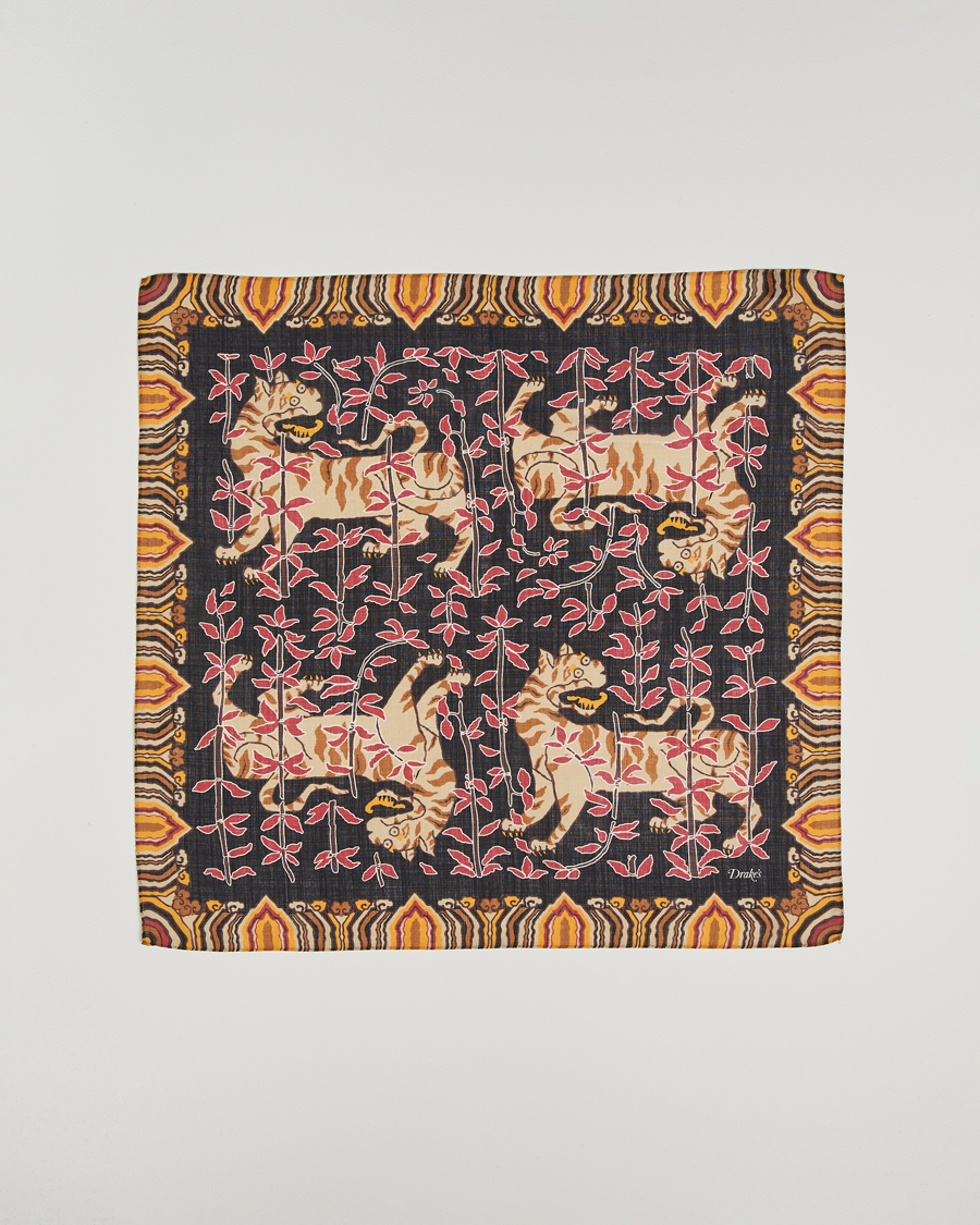 Homme | Drake's Tiger Bandana Black | Drake's | Tiger Bandana Black