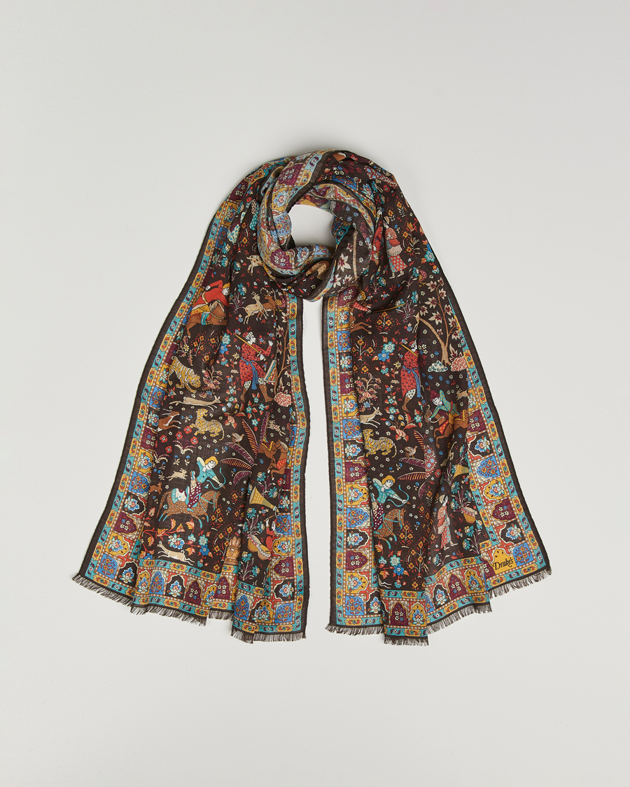 Homme | Drake's Mogul Garden Scarf Brown | Drake's | Mogul Garden Scarf Brown