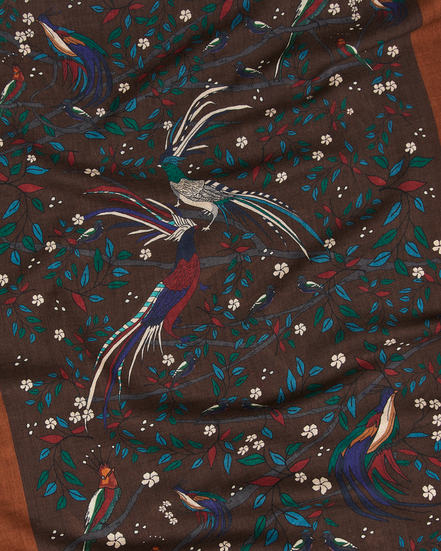 Homme | Écharpes | Drake's | Birds Of Paradise Print Scarf Brown