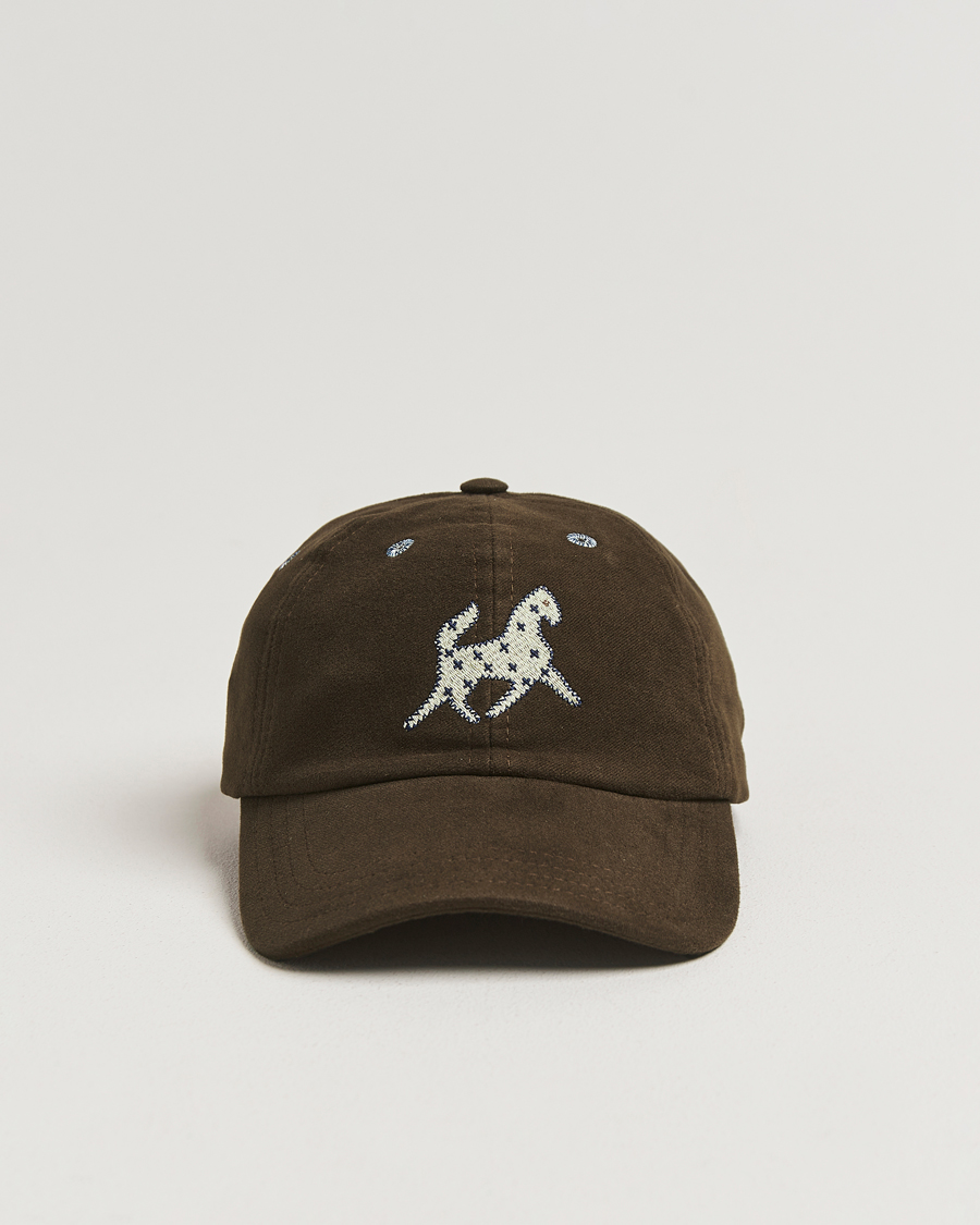 Homme | Drake's Horse Applique Moleskin Baseball Cap Brown | Drake's | Horse Applique Moleskin Baseball Cap Brown