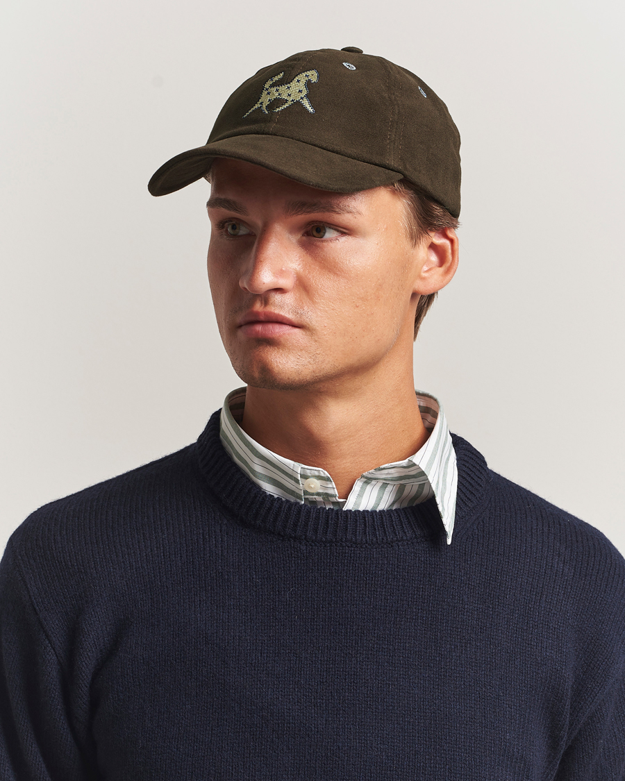 Homme | Drake's Horse Applique Moleskin Baseball Cap Brown | Drake's | Horse Applique Moleskin Baseball Cap Brown