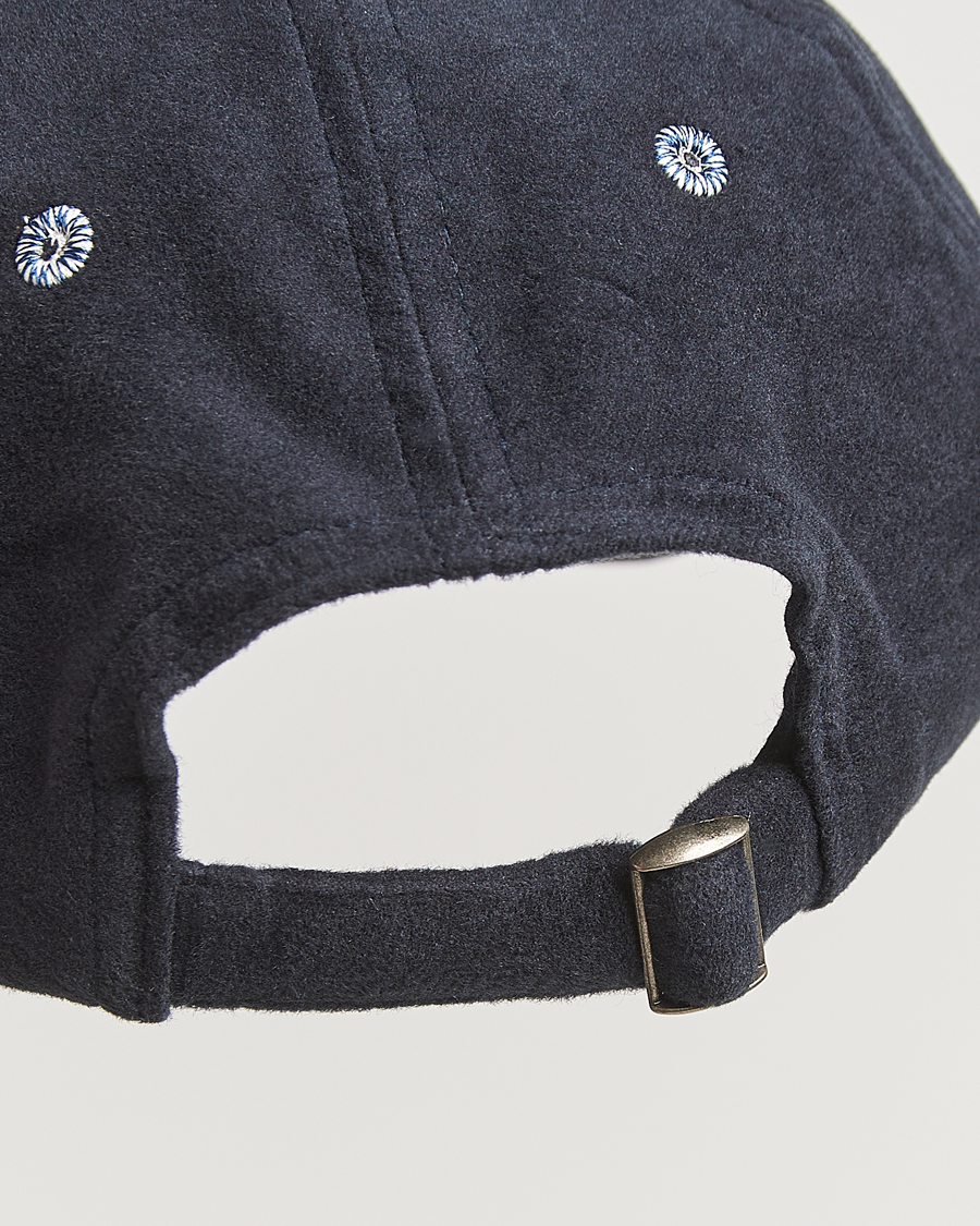 Homme | Drake's Horse Applique Moleskin Baseball Cap Navy | Drake's | Horse Applique Moleskin Baseball Cap Navy