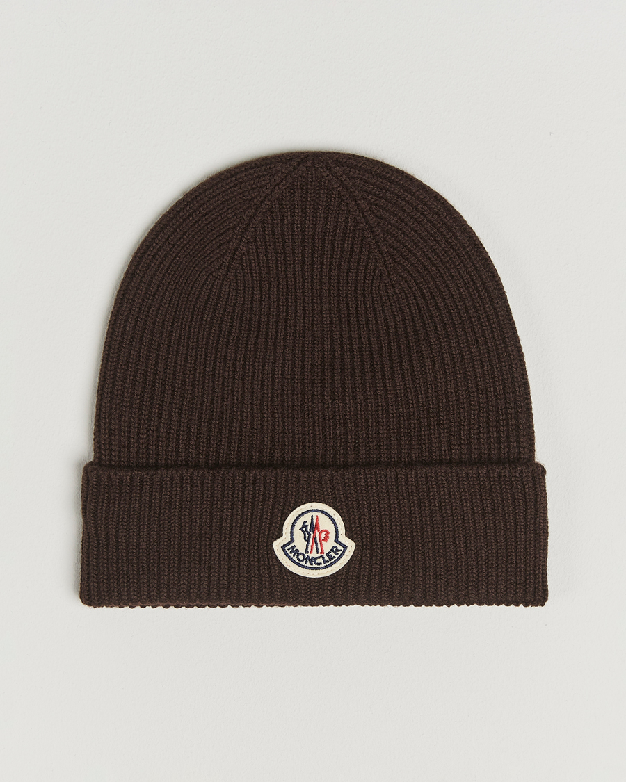 Homme | Moncler Rib Wool Beanie Brown | Moncler | Rib Wool Beanie Brown