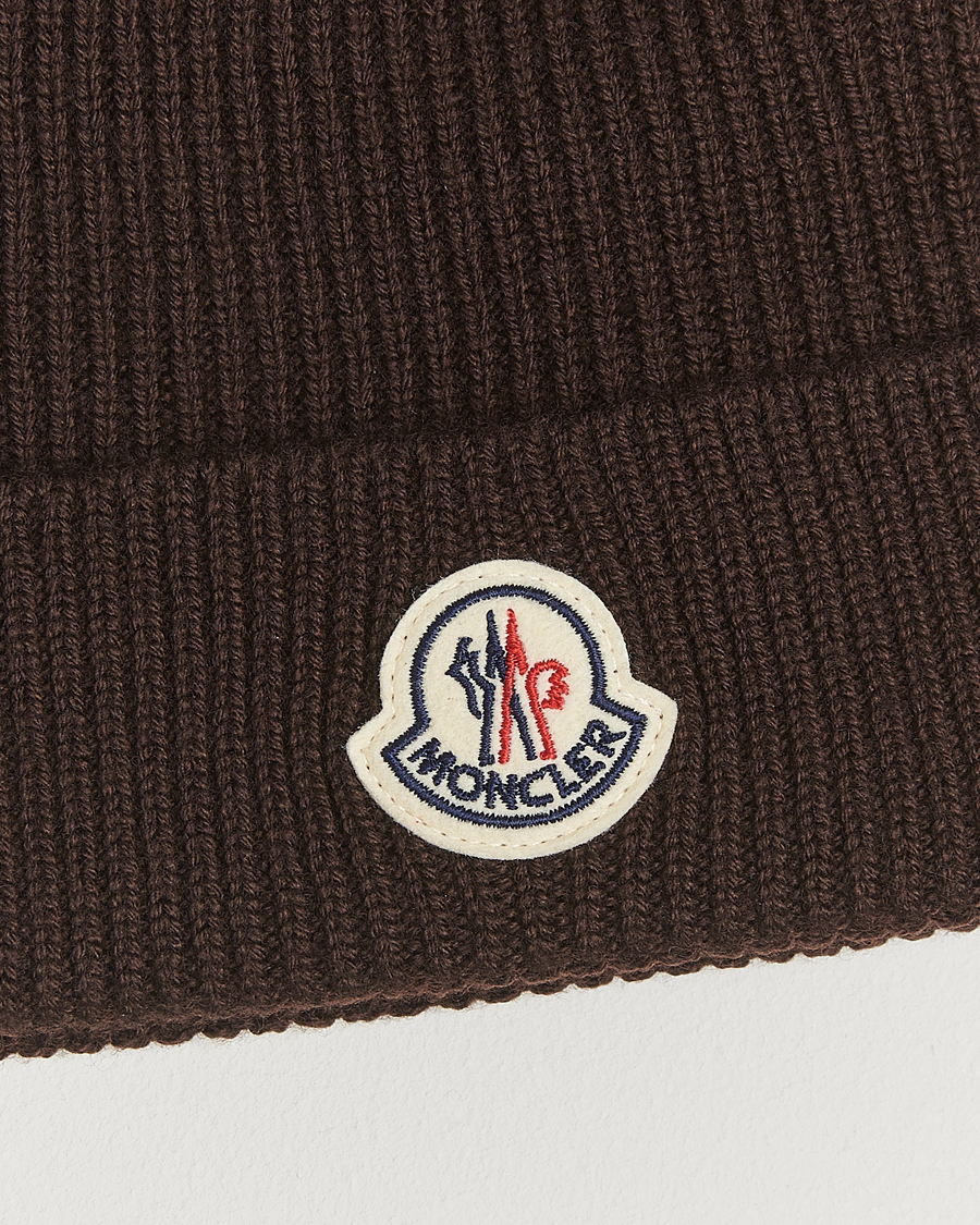 Homme | Moncler Rib Wool Beanie Brown | Moncler | Rib Wool Beanie Brown