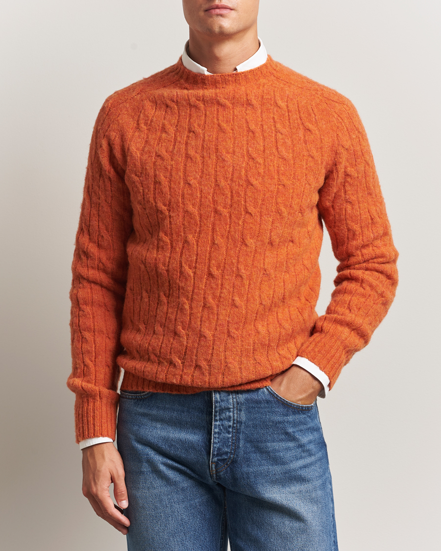 Homme | Pulls Et Tricots | Morris | Brushed Cable Sweater Orange