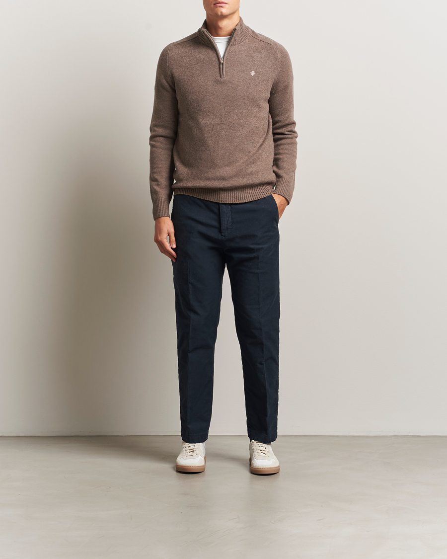 Homme | Pulls Et Tricots | Morris | Hertford Lambswool Merino Half Zip Brown