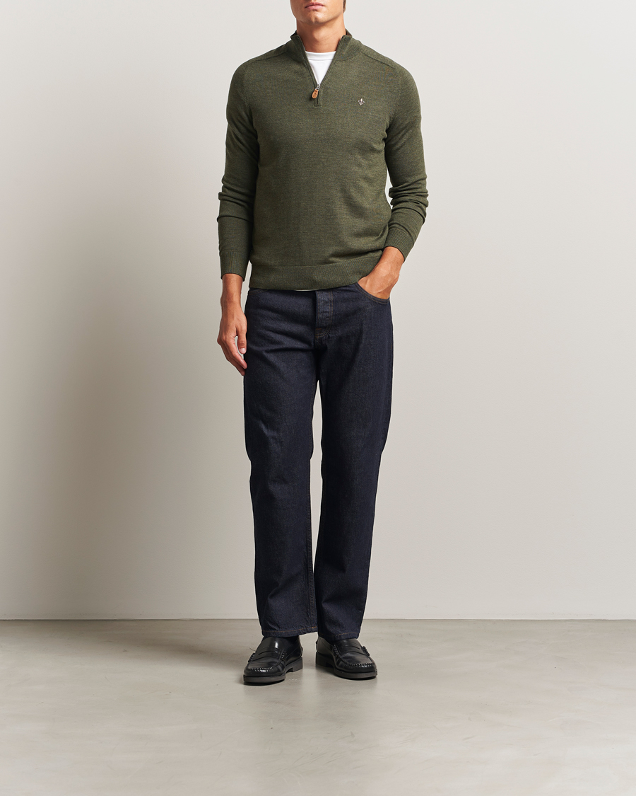 Homme | Pulls Et Tricots | Morris | John Merino Half Zip Olive